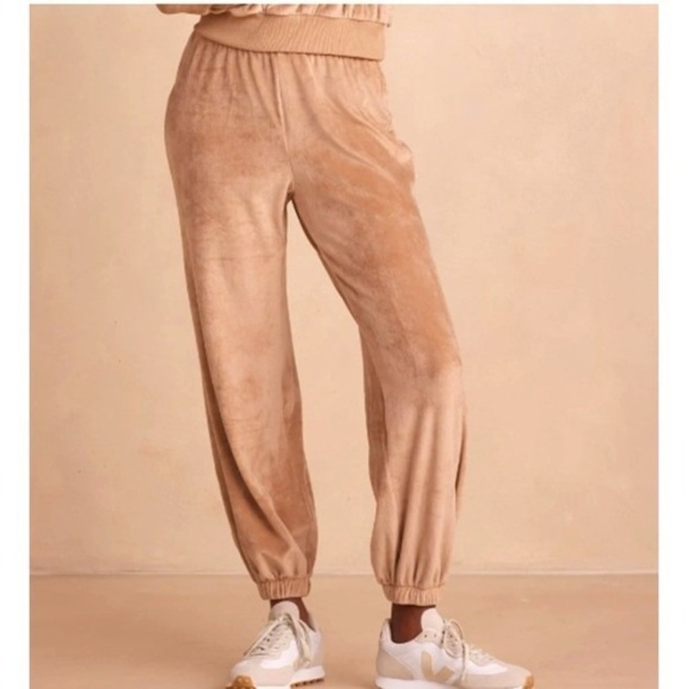Summersalt Plush Velour Jogger Lounge Pants Womens S Fawn Super Soft Comfy